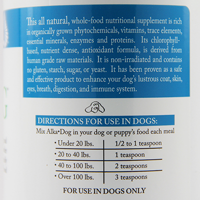 Alka-Dog Instruction Label