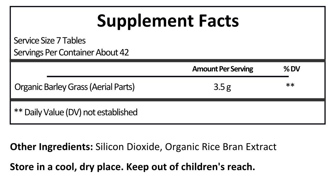 Alka-Green Tab Supplement Facts