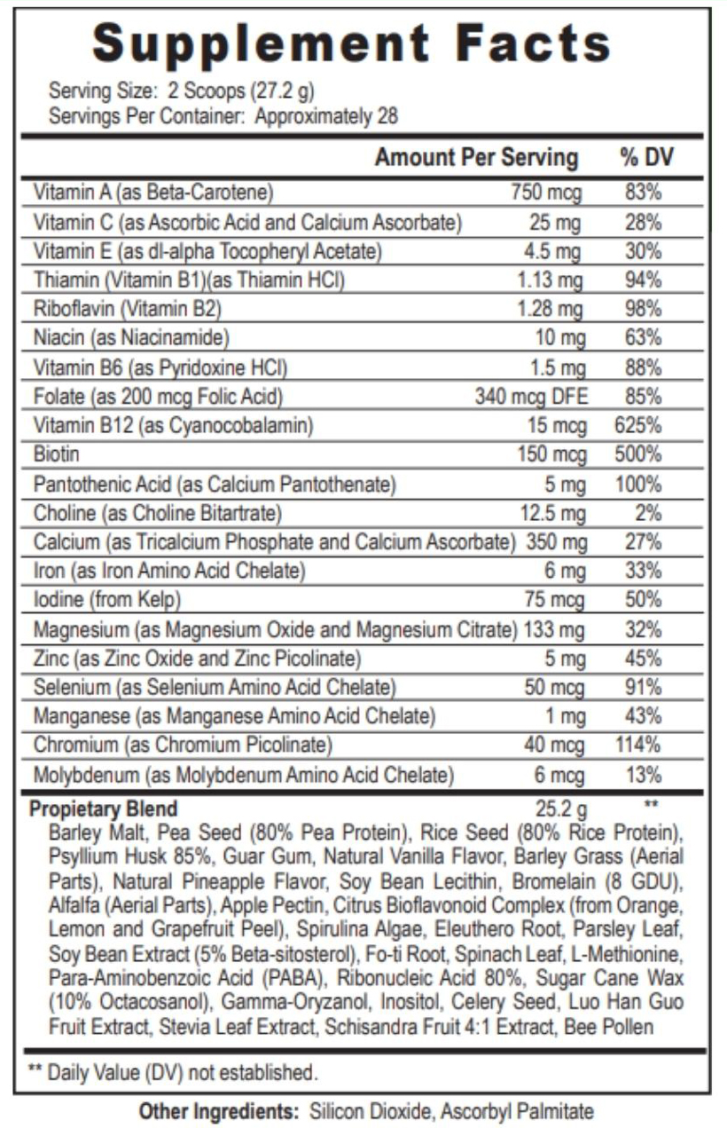 Alka-Slim Supplement Facts